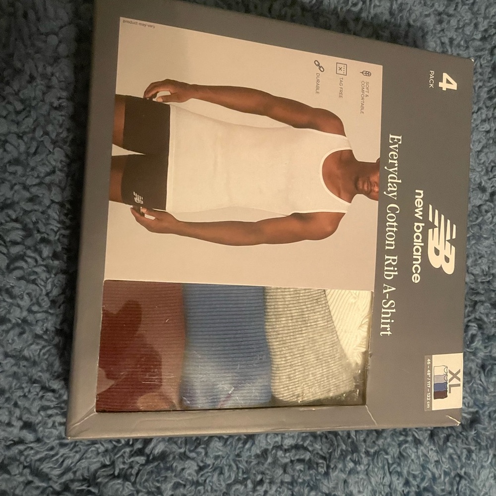 New Balance Men's Everyday Cotton Rib A-Shirt - Multi-Color Pack of 4 XL